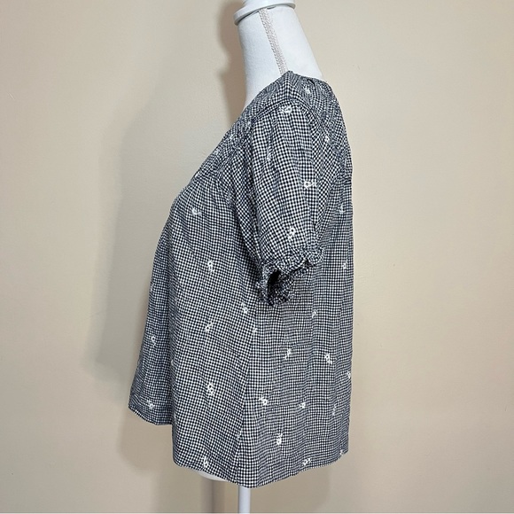 Madewell Embroidered Gingham Shirred Puff Sleeve Top - Picture 9 of 16